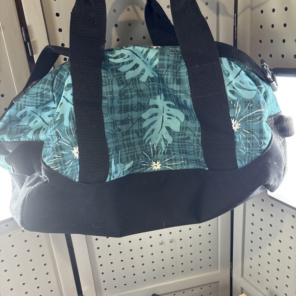 LL Bean Teal Floral Heavy Duty Travel Weekender Adventure Duffle Bag-Medium